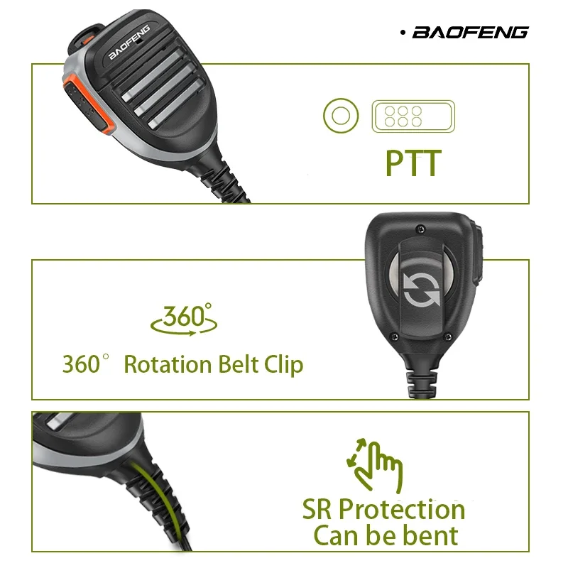 UV-9R زائد ميكروفون Baofeng مقاوم للماء نوع UV68 برو ماكس V2 اسلكية تخاطب المتكلم هيئة التصنيع العسكري ل UVS22 برو V2 BF 9700 GT3WP هام راديو