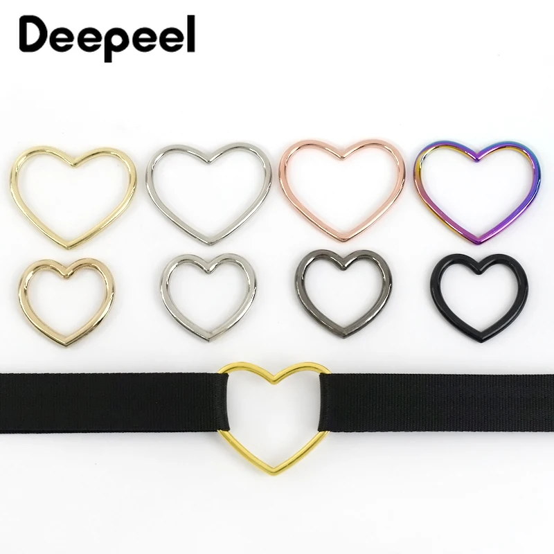 4/10Pcs Deepeel 29/40mm Colored O Ring Hook Metal Heart Shaped Circle Rings Adjust Clasp Bag Strap Webbing Connect DIY Accessory