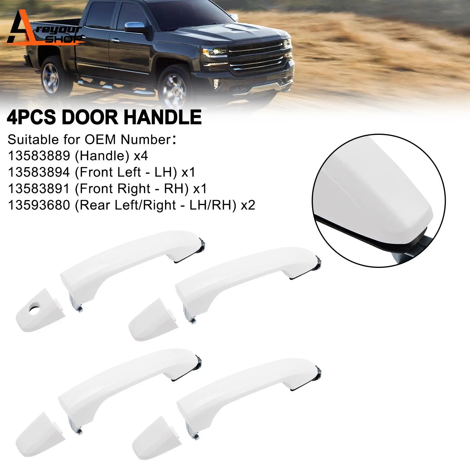 

Areyourshop 4PCS Exterior Door Handle For Silverado Sierra 2014-2018