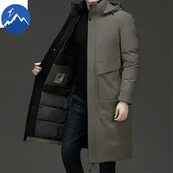 Manteau rembourré à capuche en coton épais pour hommes, veste longue, parkas d'affaires de luxe, neige de rue, résistant au froid, chaud, nouveau, hiver