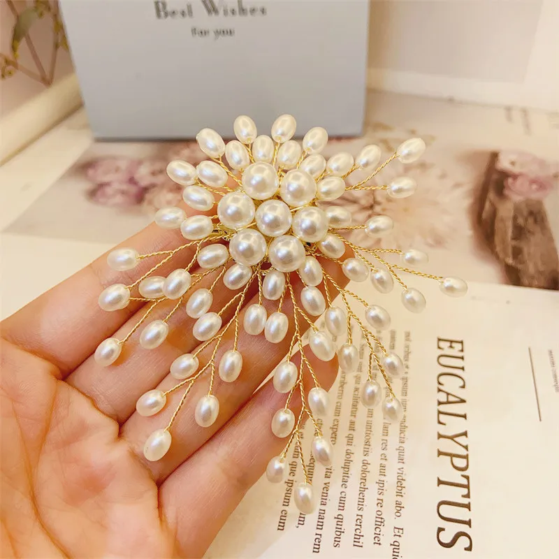 Chinese Style Handmade Faux Pearl Firework Brooch For Women Elegant Luxury Lucky Fortune Lapel Pin For Suits Dresses Party Gifts