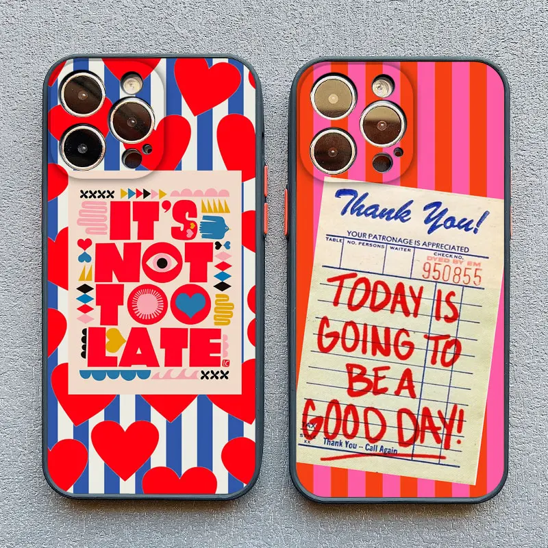Kreative Kunst Text Muster Telefon Fall Für iPhone 17 16 15 11 12 14 13 Pro Max Mini X XS XR 7 Plus 16E Luft Stoßfest Matte Abdeckung