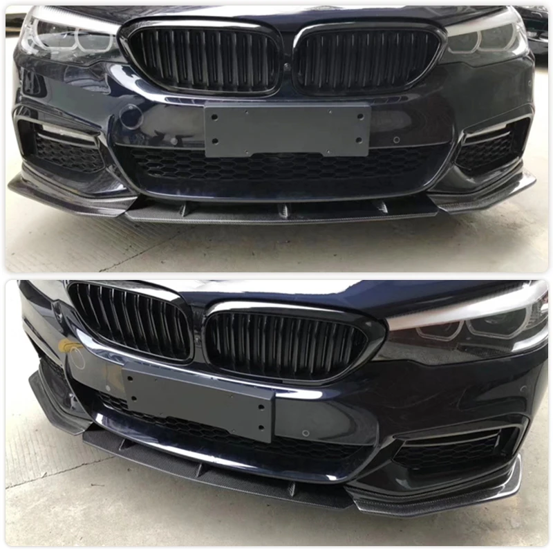 Car Front Bumper Lip Spoiler Carbon Fiber for BMW 5 Series G30 G38 M Sport Sedan 4D 540i 2017-2020 Front Lip Chin Apron Body Kit