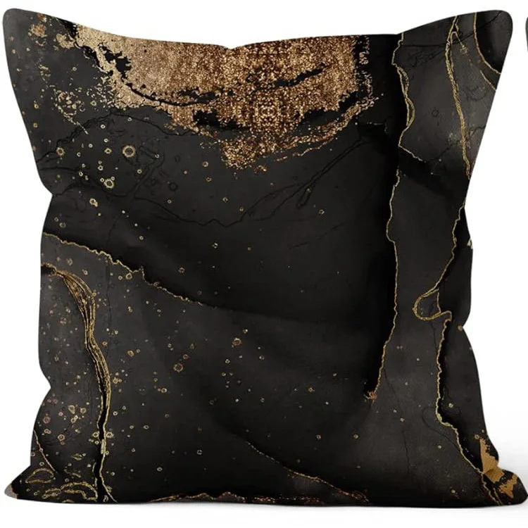 Short plush material pillowcaseHome Decor Modern Geometric Ink and Gold Throw Pillows Pattern Cushion Cover Suitable for Sofa Be