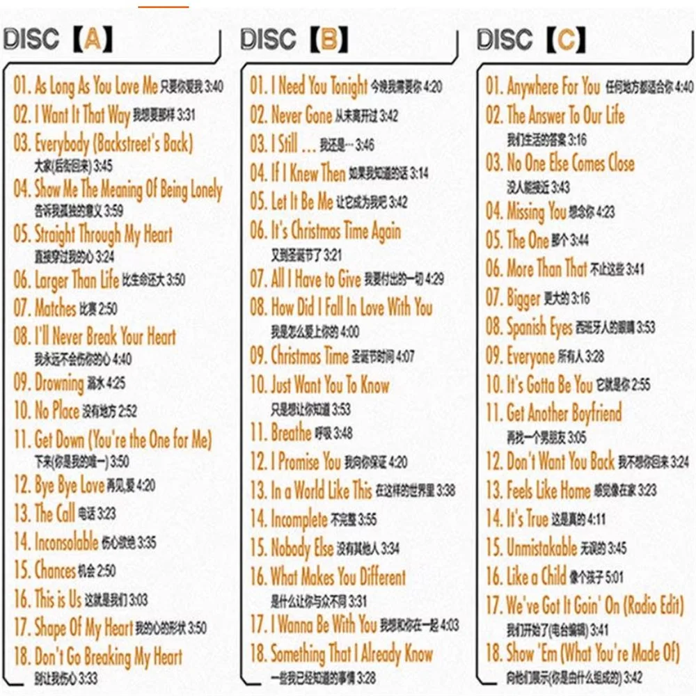 قرص باك ستريت بويز كلاسيكي إنجليزي مجموعة موسيقى البوب قرص مضغوط للسيارة قرص لاصق أسود منزلي