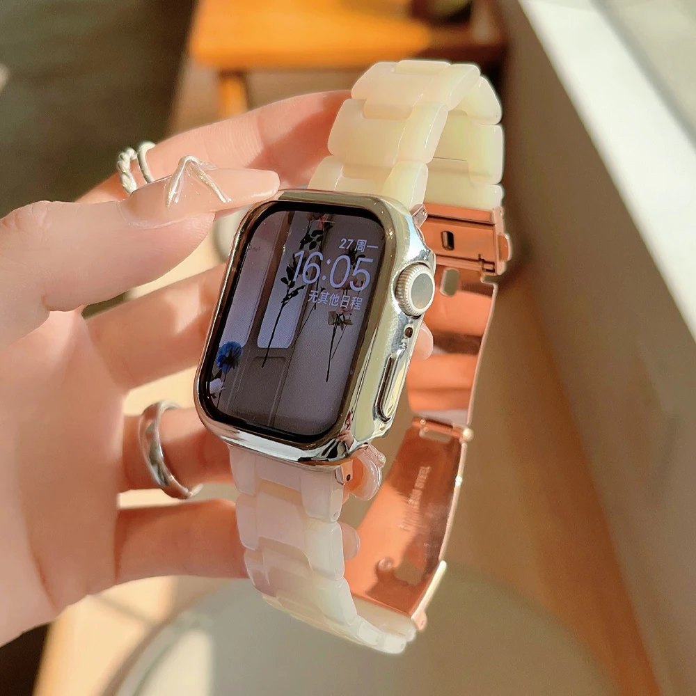 Resin Bracelet for Apple Watch Ultra 49mm 41mm 45 Strap 38 42mm 40 44mm Transparent Girls Band for iwatch Series 7 8 6 se 5 4 3