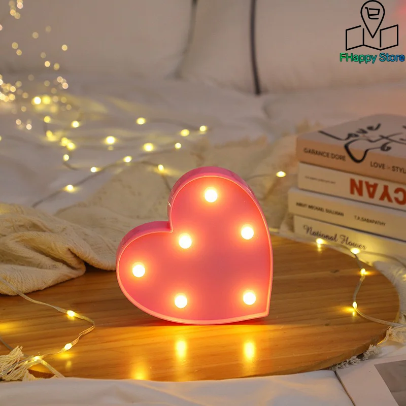 Lampada da lettera a LED con cuore d'amore Matrimonio romantico Rosso Rosa Luce notturna Ornamento Compleanno Natale Decorazione della casa Regalo di San Valentino