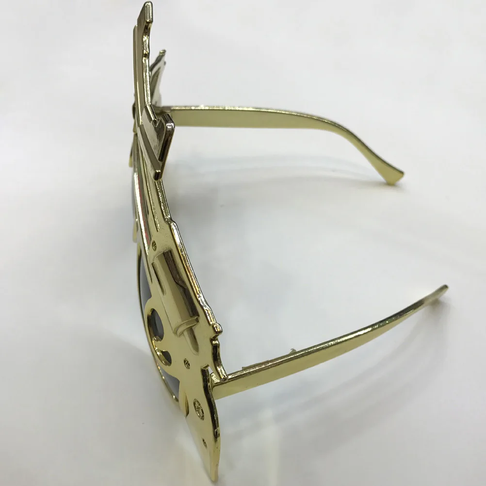 

Funny Dance Party Gun Shaped Glasses Golden Makeup Eyeglasses for Masquerade Theme Party Props Lightweight Comfortable