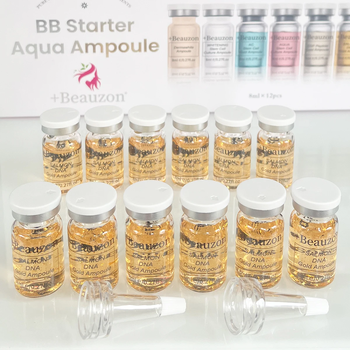 8ml Original Beauzon Salmon DNA Gold Ampoule Niacinamide Serum Kit Booster Skin Face Care Moisturizing Essence