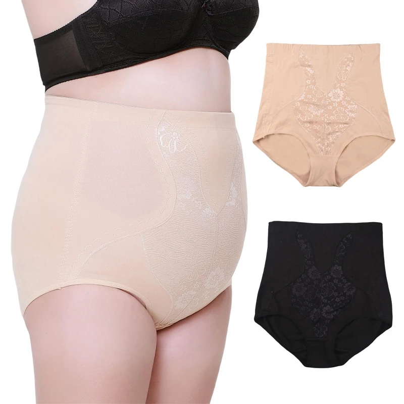 Women\'s Body Shaper High Waist Floral Lace Shapewear Slimming Panties Waist Trainer Plus Size Tummy Control Panty Butt Lifter