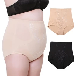 Moldeador de cuerpo de cintura alta para mujer, ropa moldeadora de encaje Floral, bragas adelgazantes, entrenador de cintura, bragas de Control de barriga de talla grande, elevador de glúteos