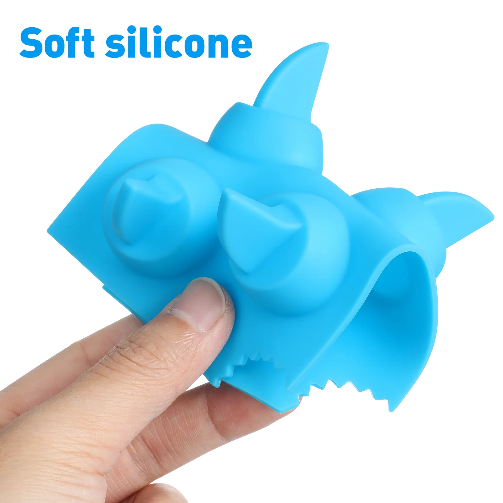 2PCS Shark Fin Ice Cube Jelly Tray Silicone Shark Cake Chocolate Fondant Cookie Mold Kitchen Baking DIY Tools (Sky-blue)