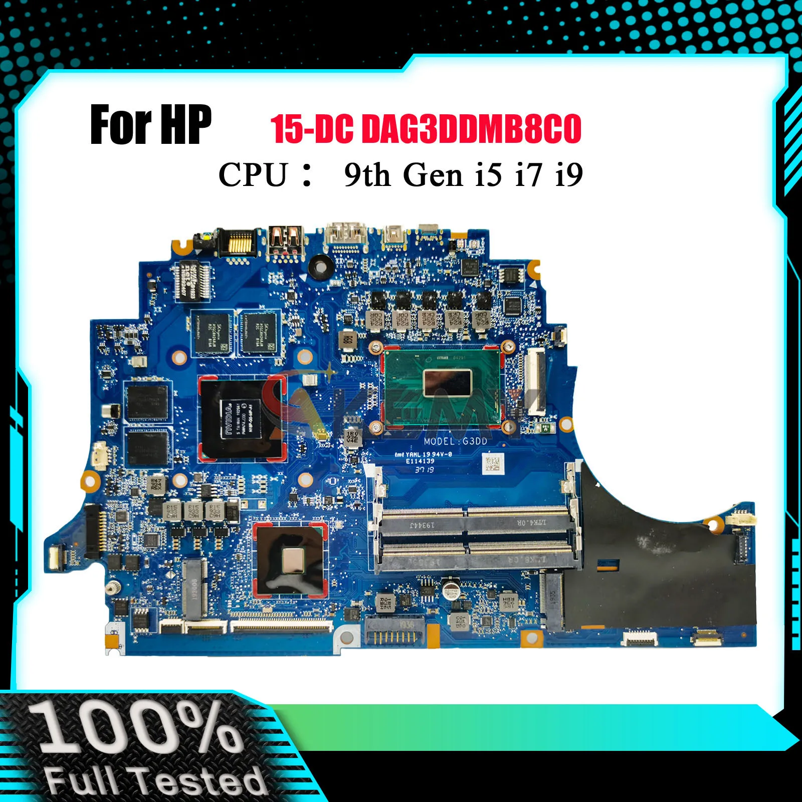 

Материнская плата для ноутбука HP Omen 15-DC DAG3DDMB8C0 с процессором i5 i7 GTX1650, 4 ГБ графического процессора, протестирована нормально