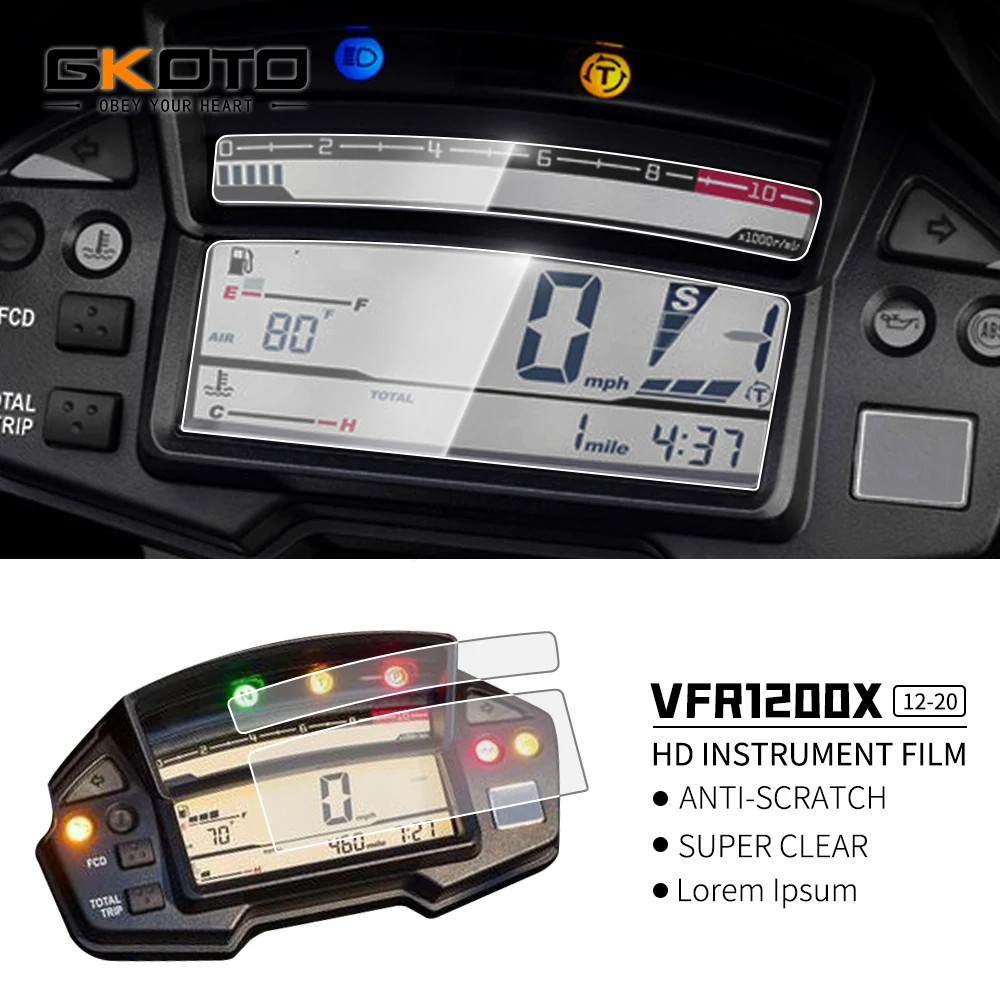 For Honda VFR1200X CROSSTOURER 2012-2020 Motorcycle Scratch Cluster Screen Dashboard Protection Instrument Film