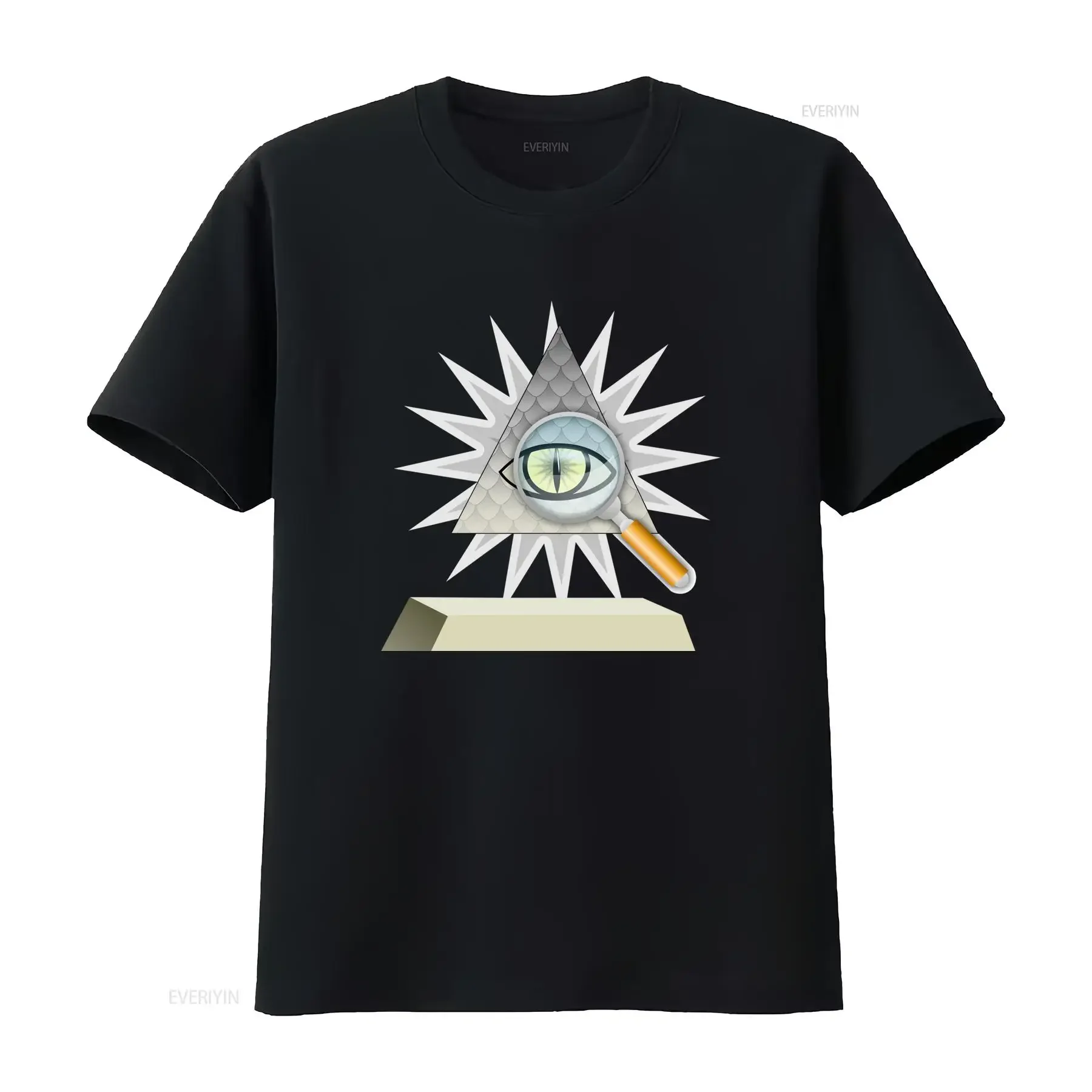 Cool Streetwear Illuminati All Seeing Eye Reptilian Print Casual T Shirt vintage Washed Stretched designer clothes Comfortable
