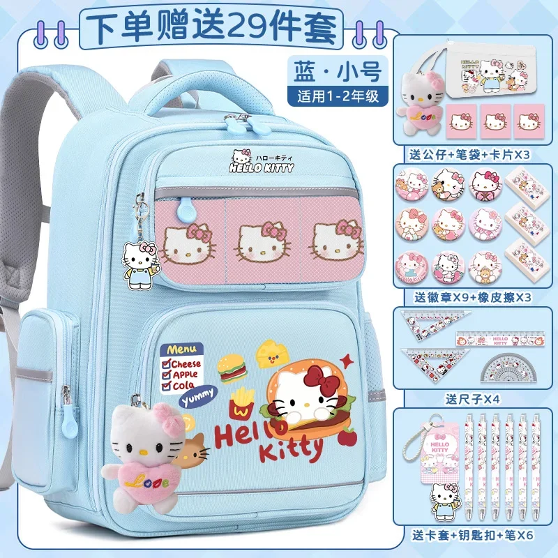 Bolsa escolar Sanrio Hello Kitty, resistente a manchas, casual e leve, grande capacidade, fofa mochila dos desenhos animados, nova