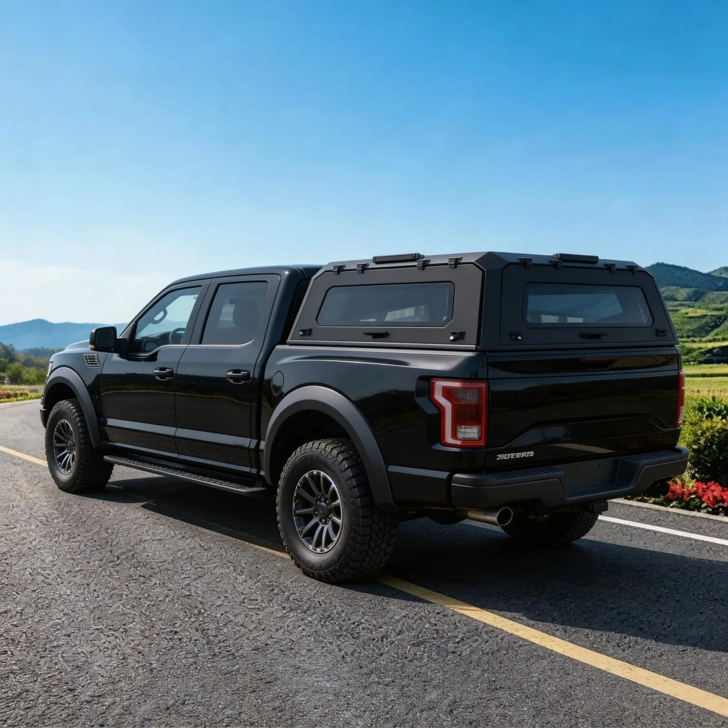 CarLuxe 3-Fold Pickup Truck Bed Cover with Glass Window Aluminum Retractable Tonneau Cover Waterproof