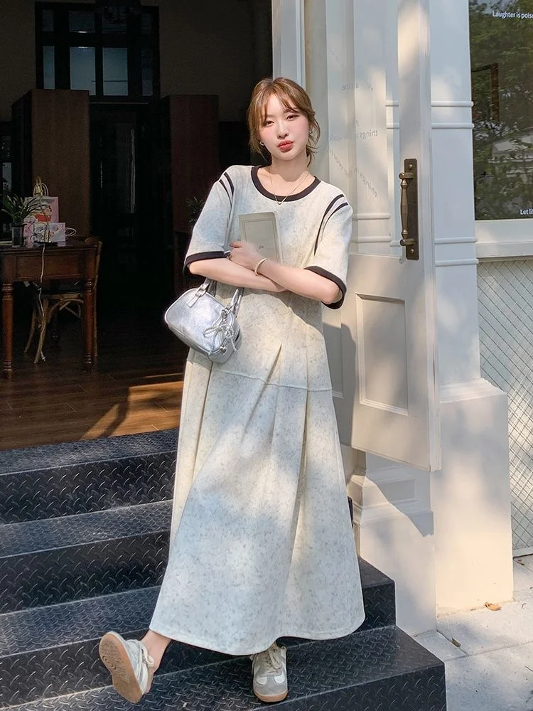 Plus Size 300 Pou Coreano Sle Slim Or Sve Dr T-shirt da donna allentata estiva Age-Defng Lazy Sle Dr