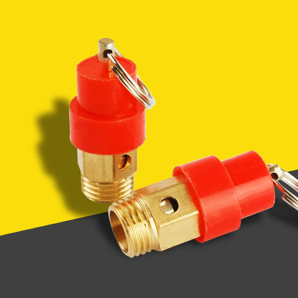 Valvola limitatrice di pressione di sicurezza 0-0.8Mpa Tappo rosso Valvola del compressore d'aria in ottone Anello di trazione addensato durevole per componenti pneumatici