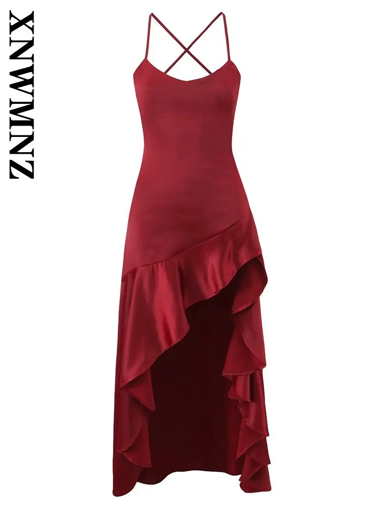 XNWMNZ 2026 Sommer Damen Party Abendkleid Ärmellos mit dünnen Trägern Midi-Kleid Boho Frühling Damen Schickes Rückenfreies Kleid