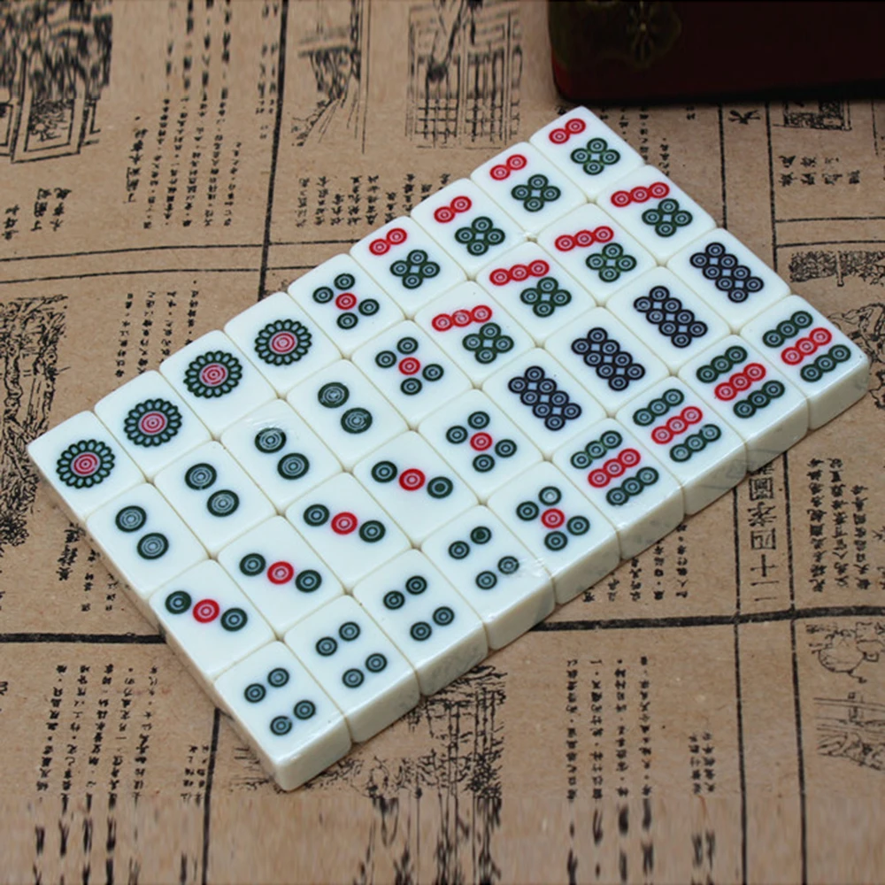 Chinese Numbered Mahjong Set 144 Tiles Mah-Jong Set Portable Chinese Mahjong Toy with Box