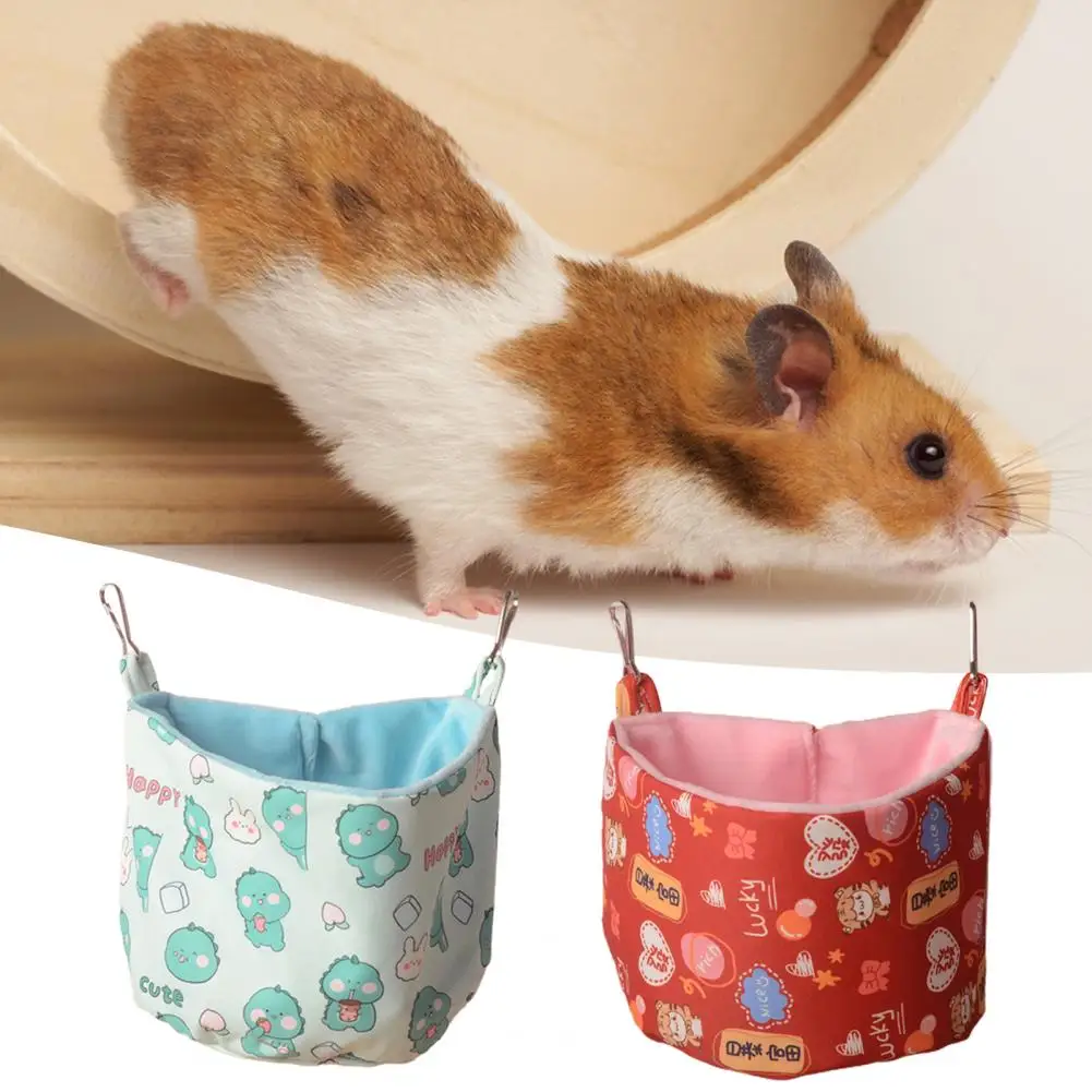 1Pc Cozy Hamster Hammock Easily Cleaned Comfortable Hamster Den Cartoon Dinosaur Pattern Squirrel Hamster Sleeping House for Pet