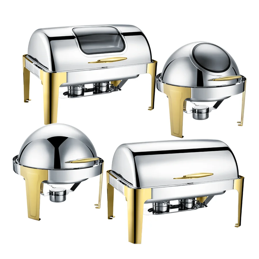 New Arrival Roll Top chafing dishes Stainless Steel Hydraulic induction chafer for buffet