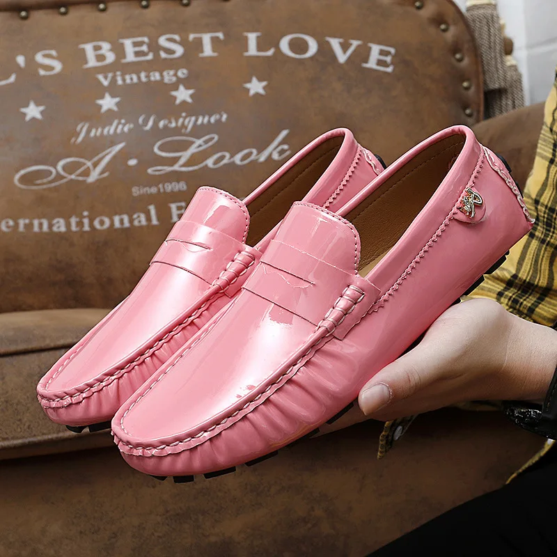 unisex men's loafers and slip-ons masculino woman patent leather penny loafers shoes for man original driving shoes man casual