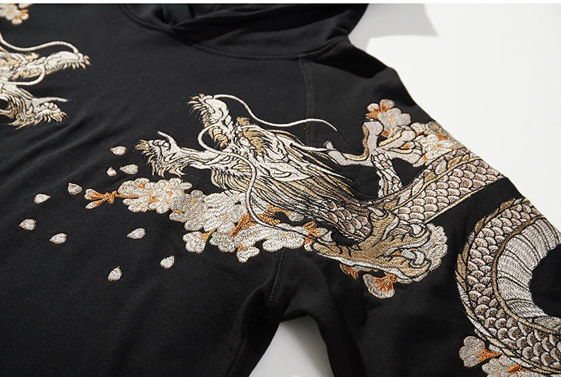 Unisex Sukajan Hoodie für Männer und Frauen, Drachen- und Phönixmuster, Stickerei, Baumwollpullover, lockerer, lässiger Street-Sweatshirt, TopsA1 – Detail 6