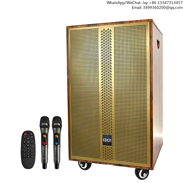 

Sound Box 15 Inch Big Power Professional Audio Wooden Wireless BT DJ Karaoke Trolley Wood Speakers With Wireless Mic
