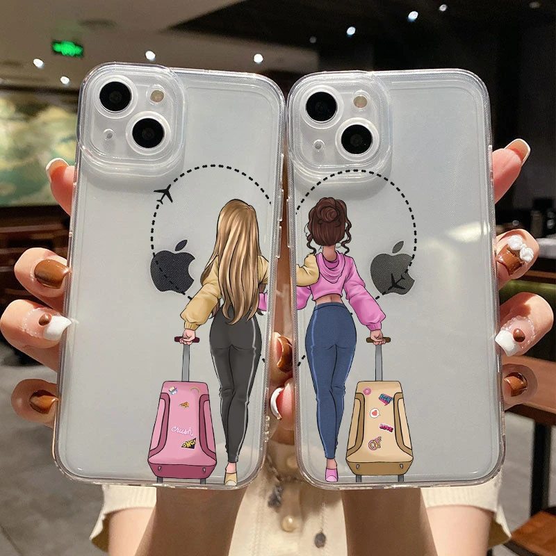 Travel Girls Bff Best Friends Forever Phone Cover For iPhone 11 12 13 14 15 16 Pro Max X XR XS Max 16Plus Soft Silicone TPU Case