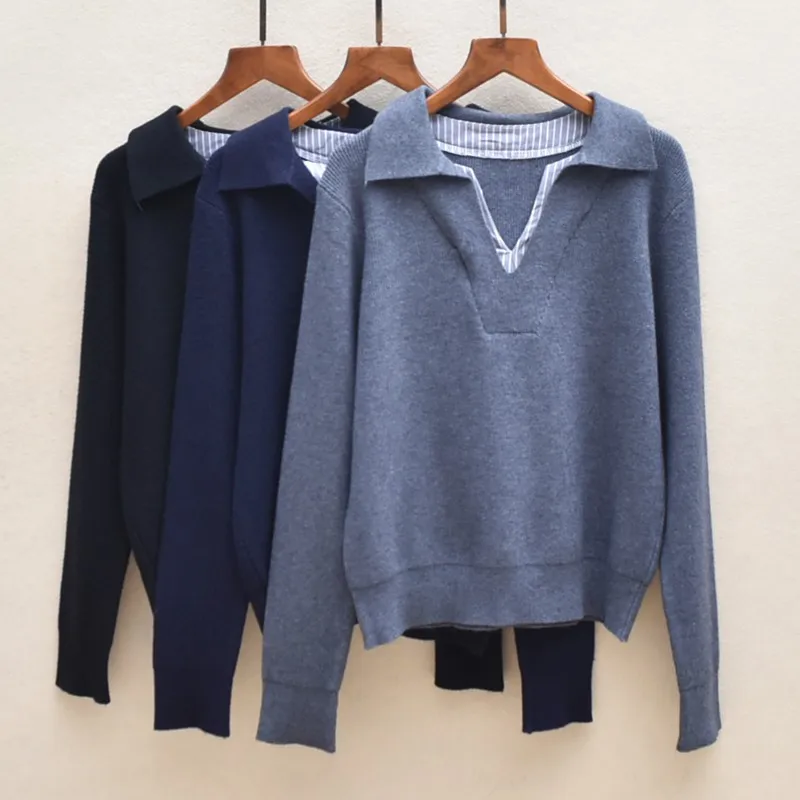 

mat Sle Long Sve Crew Ne Knitwear Versatile Autumn Winter Faion Simple Design Warm Thermal Women's Top