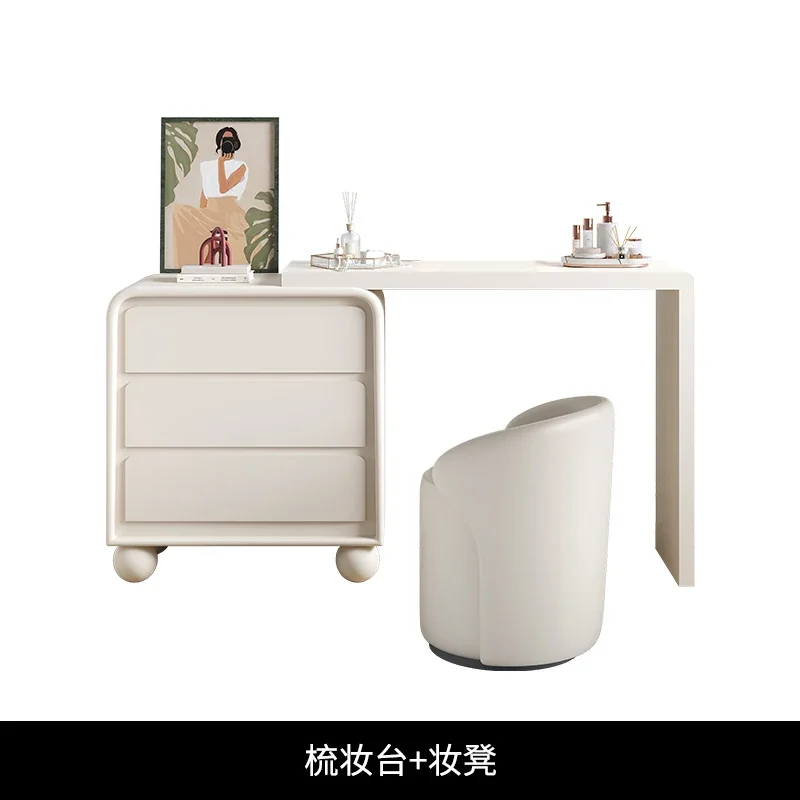 Cream Style Dresser Three-Bucket Cabinet Integrated Bedroom Makeup Table French Dresser