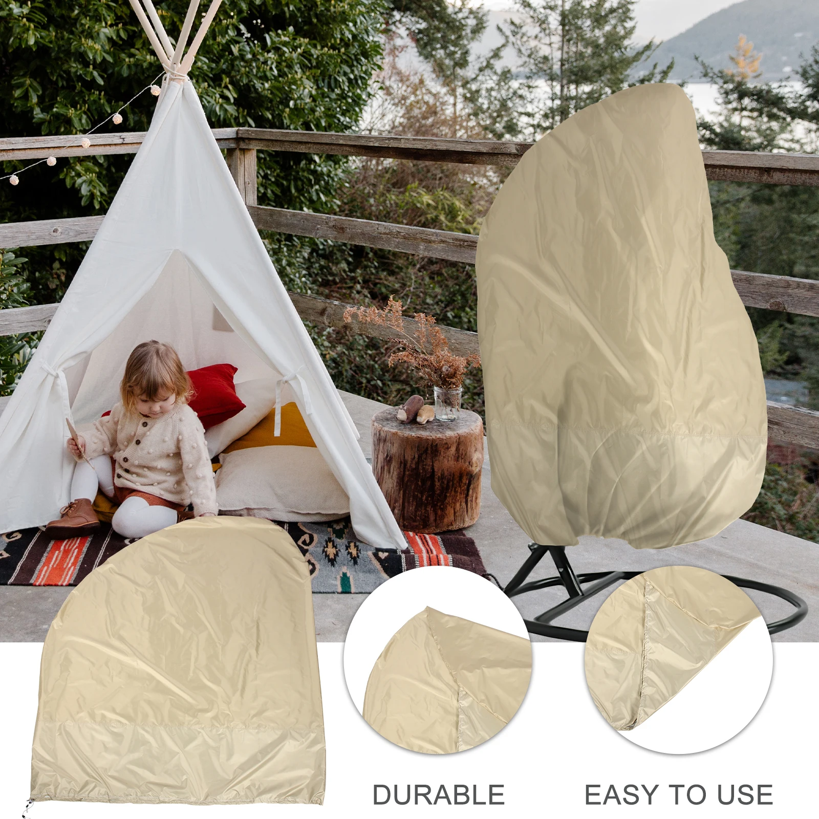 

Garden Swinging Chair Cover Oxford Cloth Hanging Egg Chair Protective Sleeve for Outdoor Indoor Furniture Weather Shield