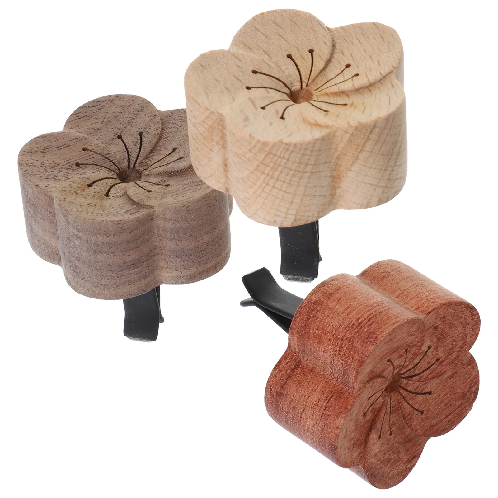 

3Pcs Car Air Freshener Clip Wood Flower Vent Diffuser Portable Universal Fit for Car Dashboard Decorative Accessory