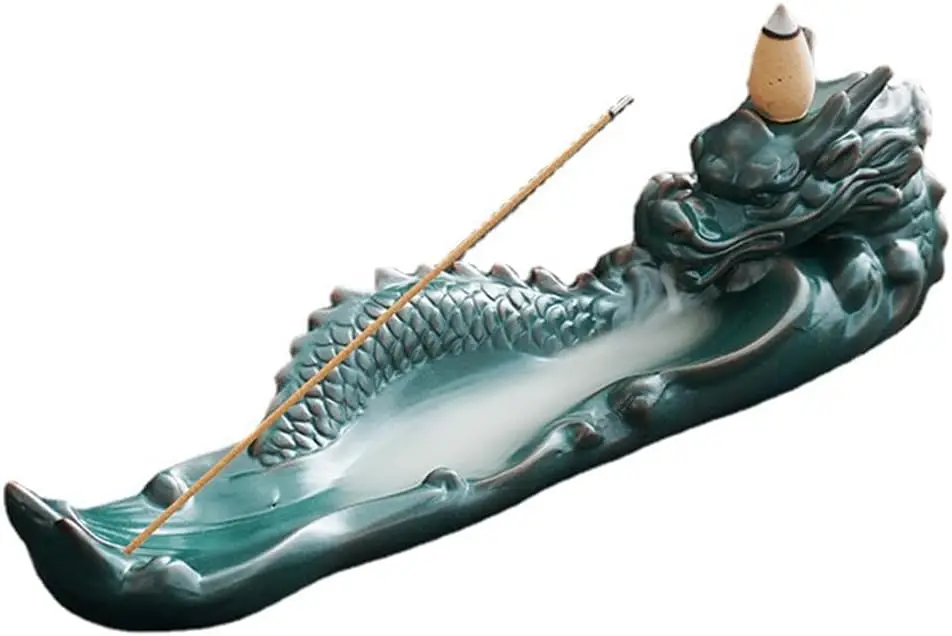 

Ceramic Holder Dragon Burner for Sticks with Backflow Burner Perfect for Aromatherapy Meditation Yoga Spa Room Decor No Mess