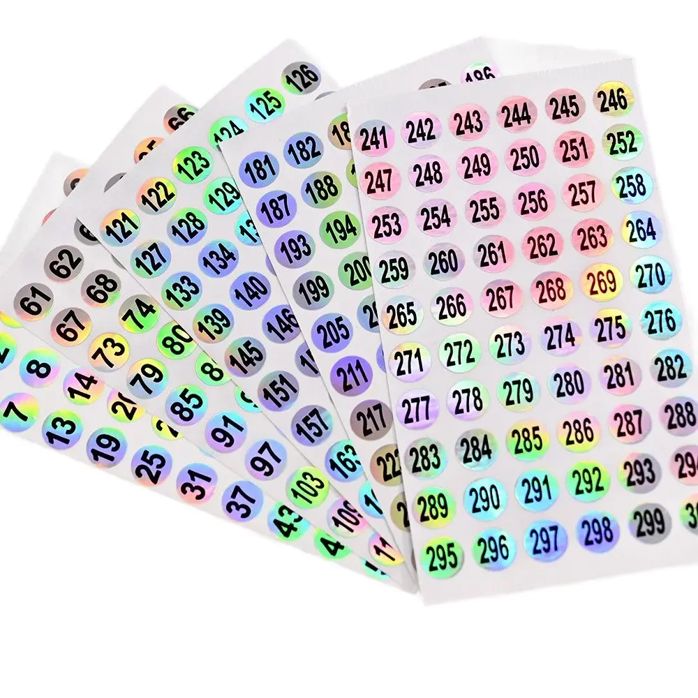 10Sheets 300 Number Stickers 1 To 300 Number Labels Round Hologram Labels Hologram Stickers,10mm, Round, Matching Numbers, 1-300