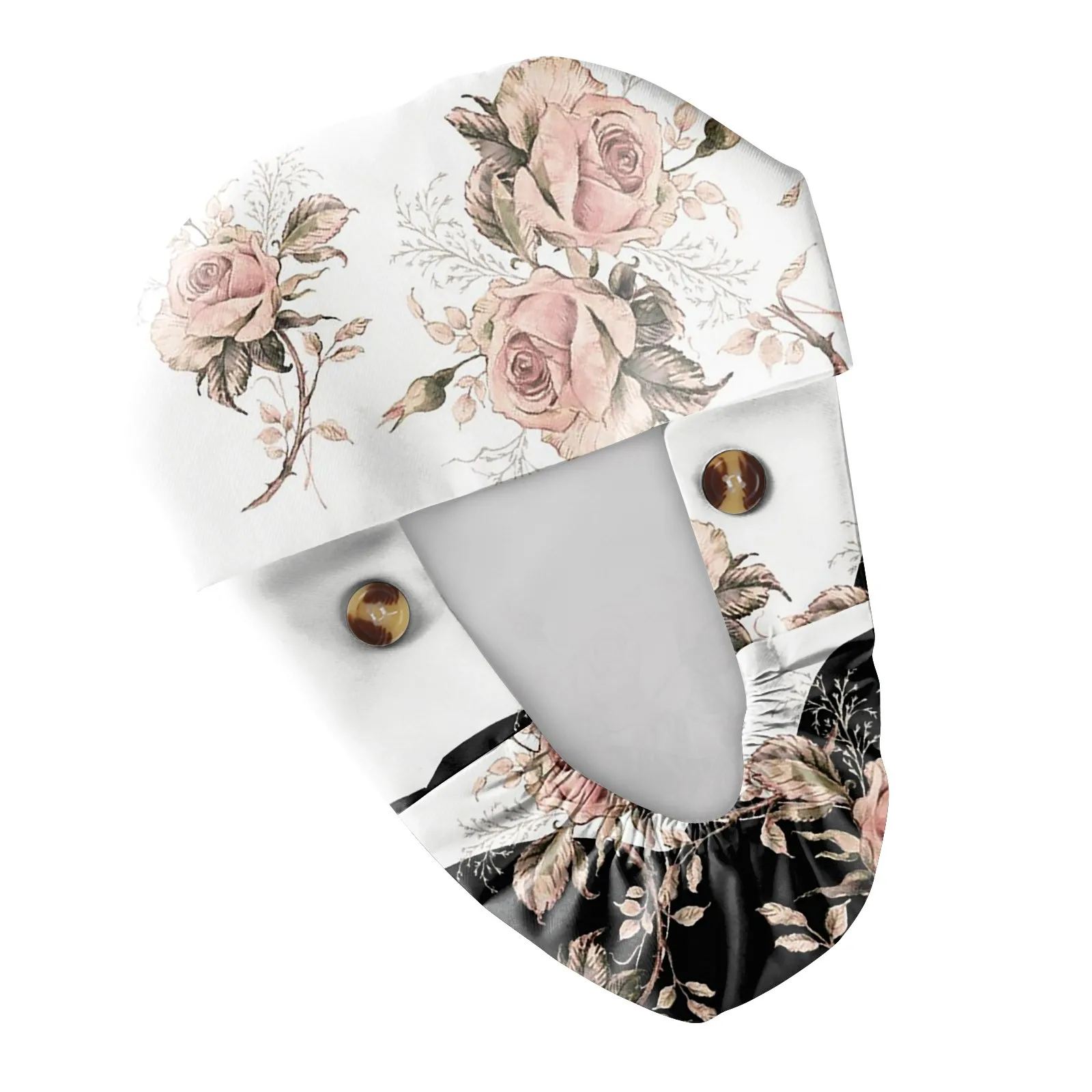 Casquettes de gommage chirurgical réglables, support queue de cheval avec boutons, chapeaux d'allaitement, cheveux longs, Bouffant, imprimé Floral, casquettes d'infirmière pour femmes et hommes