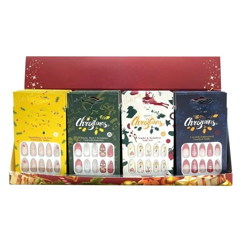 Christmas press fit nail set 24 boxes/pack, various designs, fake nails with box packaging
