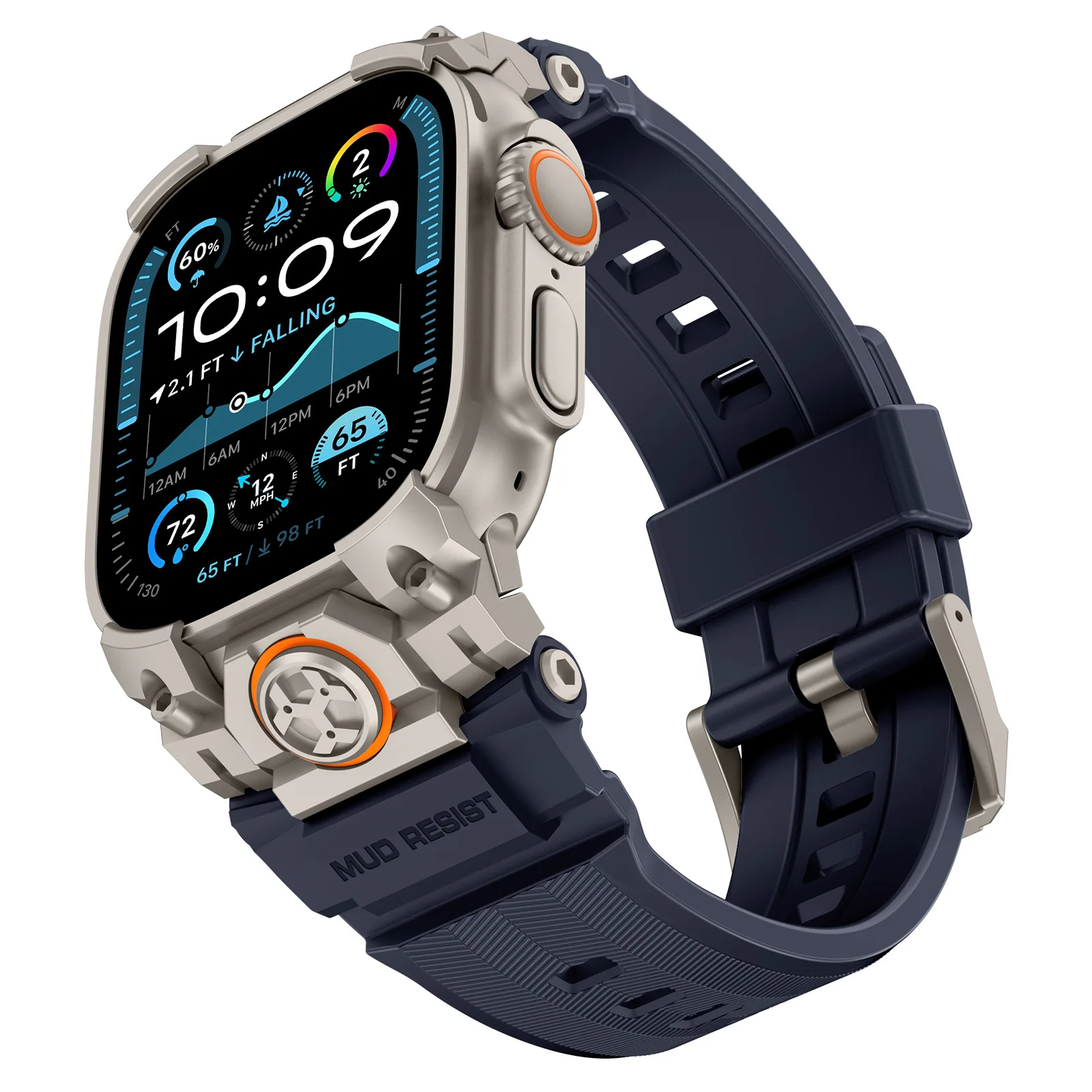 Sport Silicone Strap for Apple Watch Ultra 2 3 49mm Stainless Steel Correa Tactical Bracelet All-in-one Protection Rugged Band