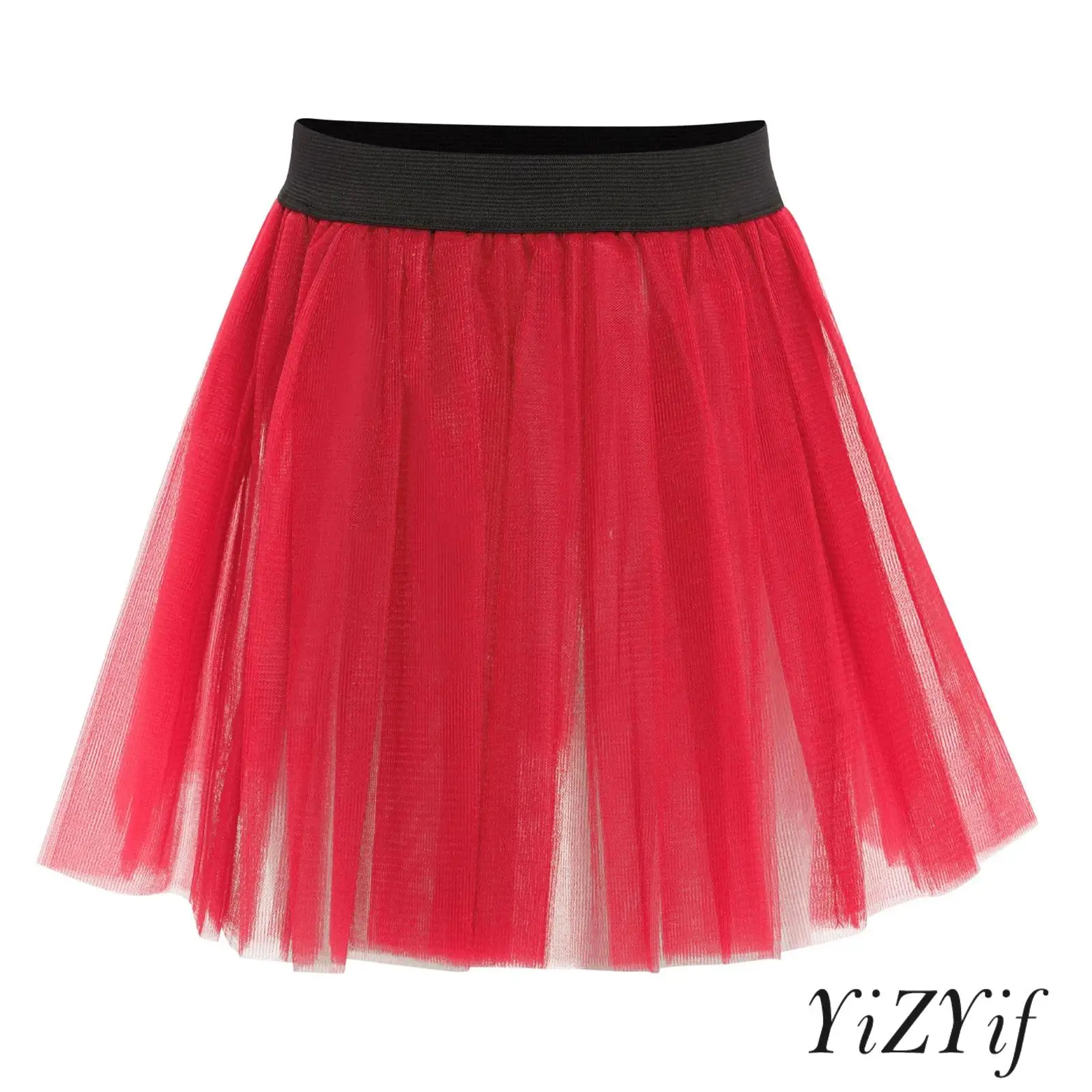 

Kids Girls Princess Lyrical Ballet Dance Costume Elastic Waistband 3-Layer Tulle Tutu Skirt for Theme Party Daily Casual Wear