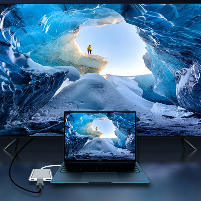 HDMI 4K 분배기 USB 디스크 카드 리더기가 있는 C타입 3.0 허브, PD 충전기 도크, C타입-HD 컨버터 확장 OTG 어댑터, 3 in 1