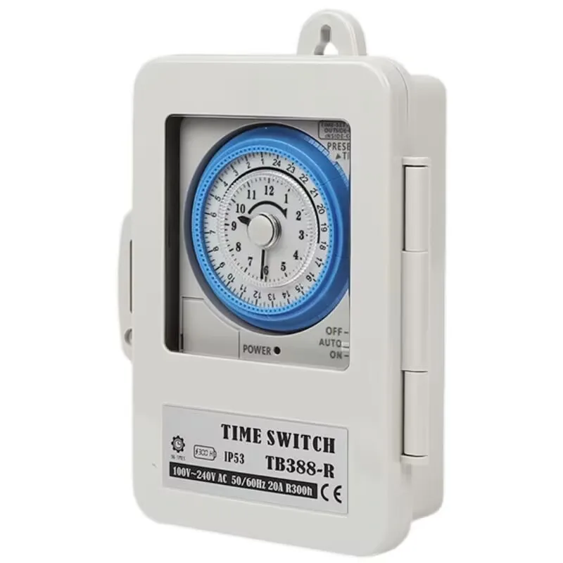 Mechanical 24 Hours Timer Switch IP53 Programmable Electrical Timer Switch Box AC 100-240V 15 Minutes Interval 96 Times ON/ OFF