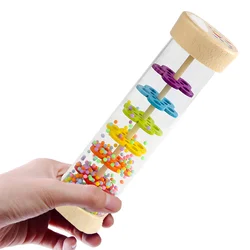 Wooden Rain Sound Tube Instrument Rain Maker Rain Stick Musical Instrument Hourglass Music Shaker Toy Hearing Enlightenment Toys