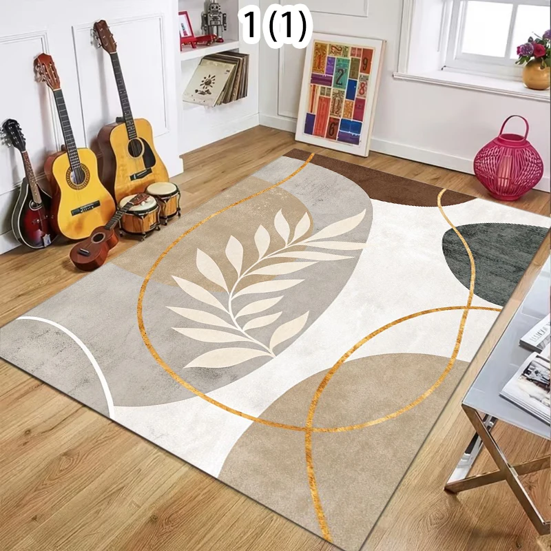 Modern Luxury Palm Leaf Area Rug Abstract Botanical Soft Non-Slip Carpet Elegant Boho Home Decor for Bedroom Living Room