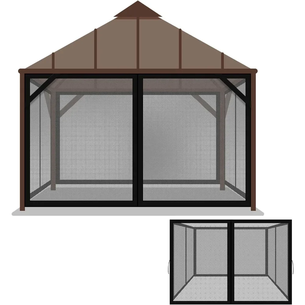 Pengganti Universal jaring nyamuk untuk teras Gazebo, jaring nyamuk berkemah 4 Panel, kanopi Gazebo, pengganti