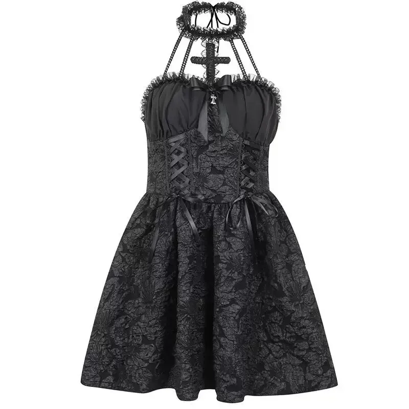 Hot Sexy Medieval Gothic Dark Witch Spider Demon Dress Outfits Halloween Party Sorceress Lolita Cosplay Costume Black Dress Suit