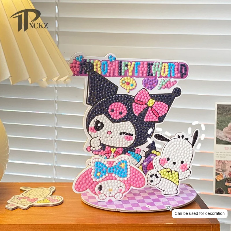 

Sanrio Алмазная открытка для рисования аниме Hello Kitty Детские DIY Алмазная настольная декоративная стоячая вывеска милые детские подарки