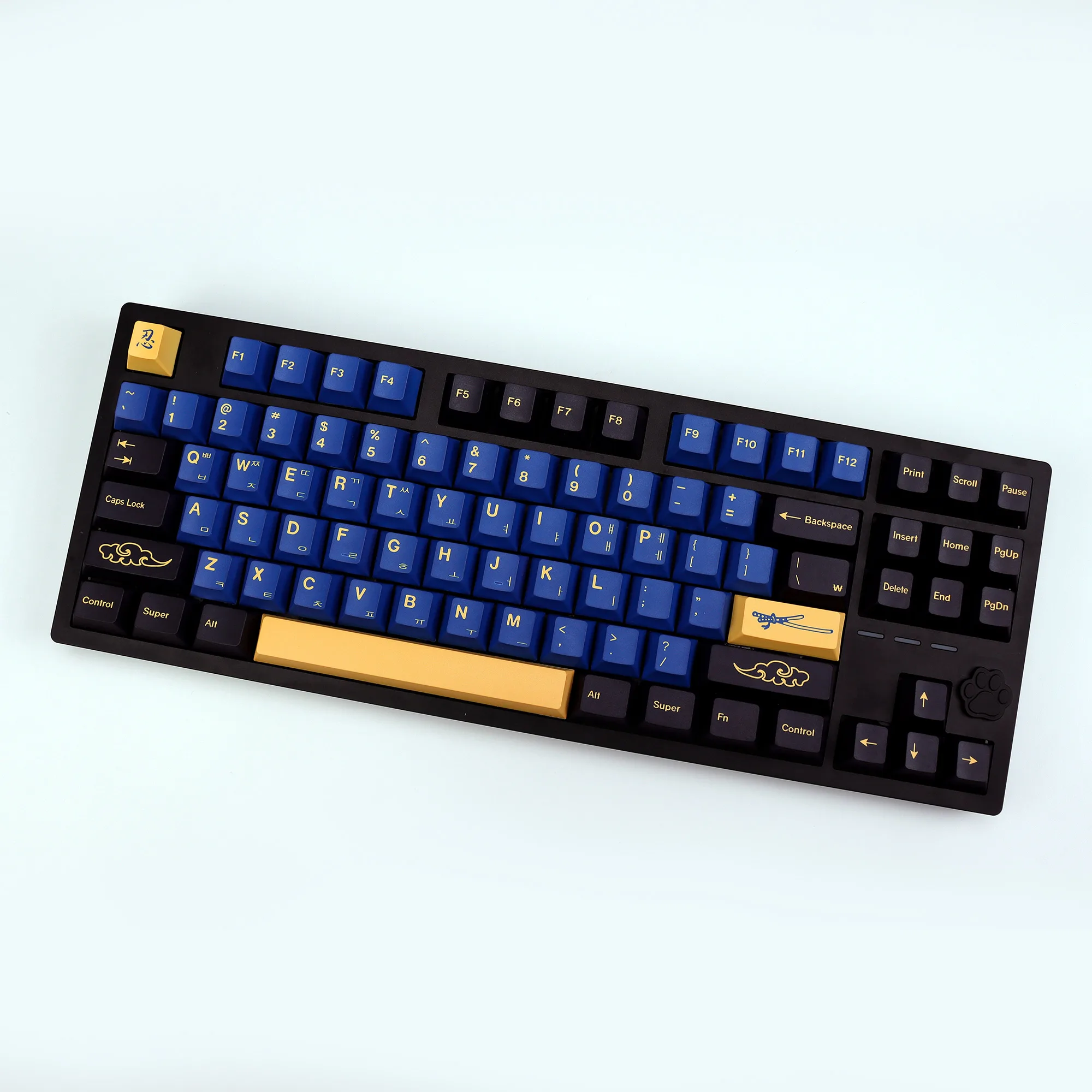 KBDiy Retro GMK Blue Samurai Keycap Korean Cherry Alice Split Space PBT Keycaps Custom For Aula F75 60 Mechanical Keyboard Gamer — zdjęcie produktu 5