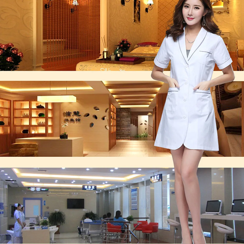 Uniforme infermieristica in cotone Manica corta Estetista Cappotto bianco Ospedale Farmacia Lab Abbigliamento da lavoro Costume leggero